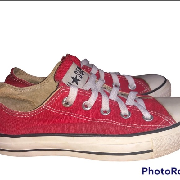 Converse All Star Red Canvas Flat Sneakers Lace Up Unisex Men (4) Women (6). - Picture 2 of 5